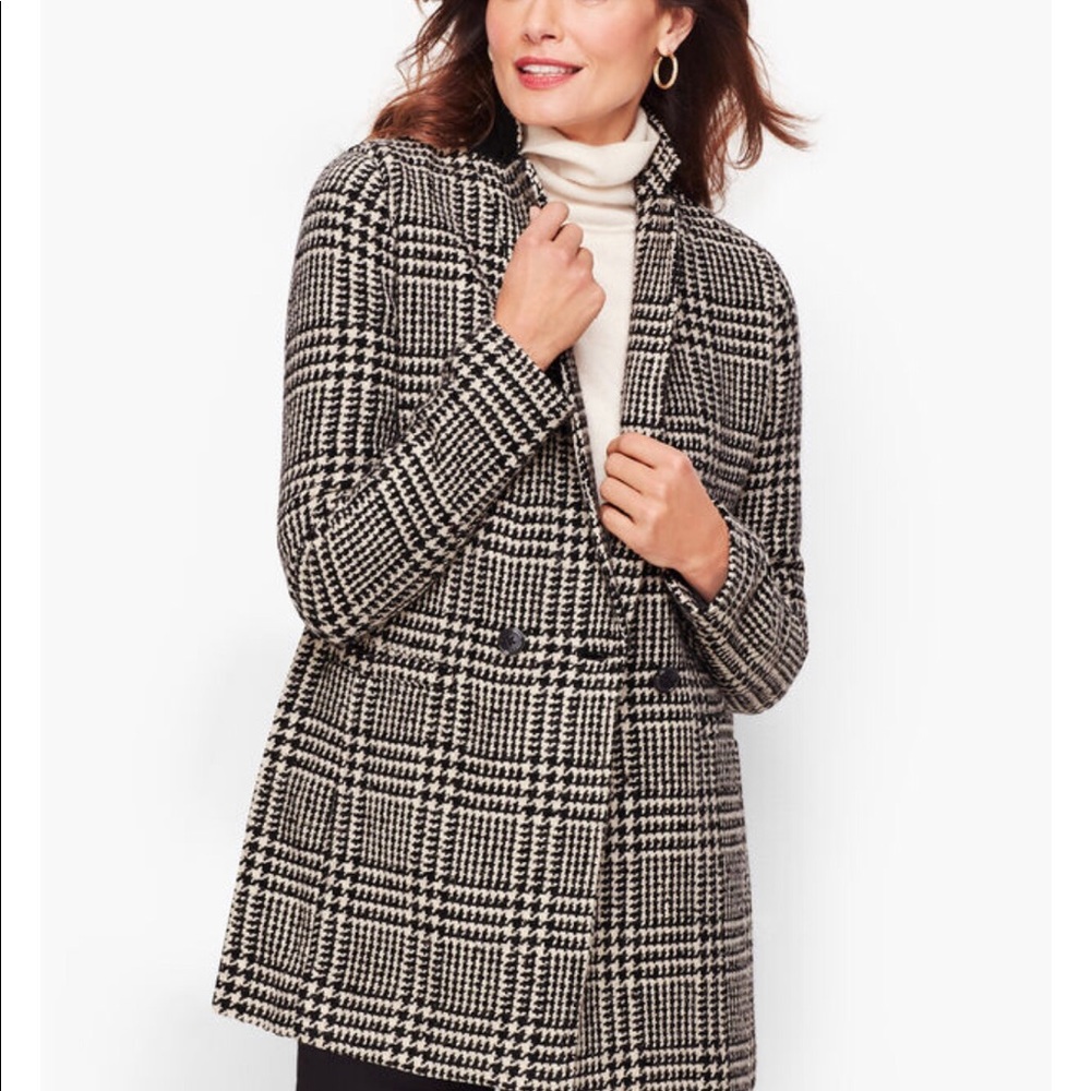 Talbots long plaid  boiled  wool blazer jacket